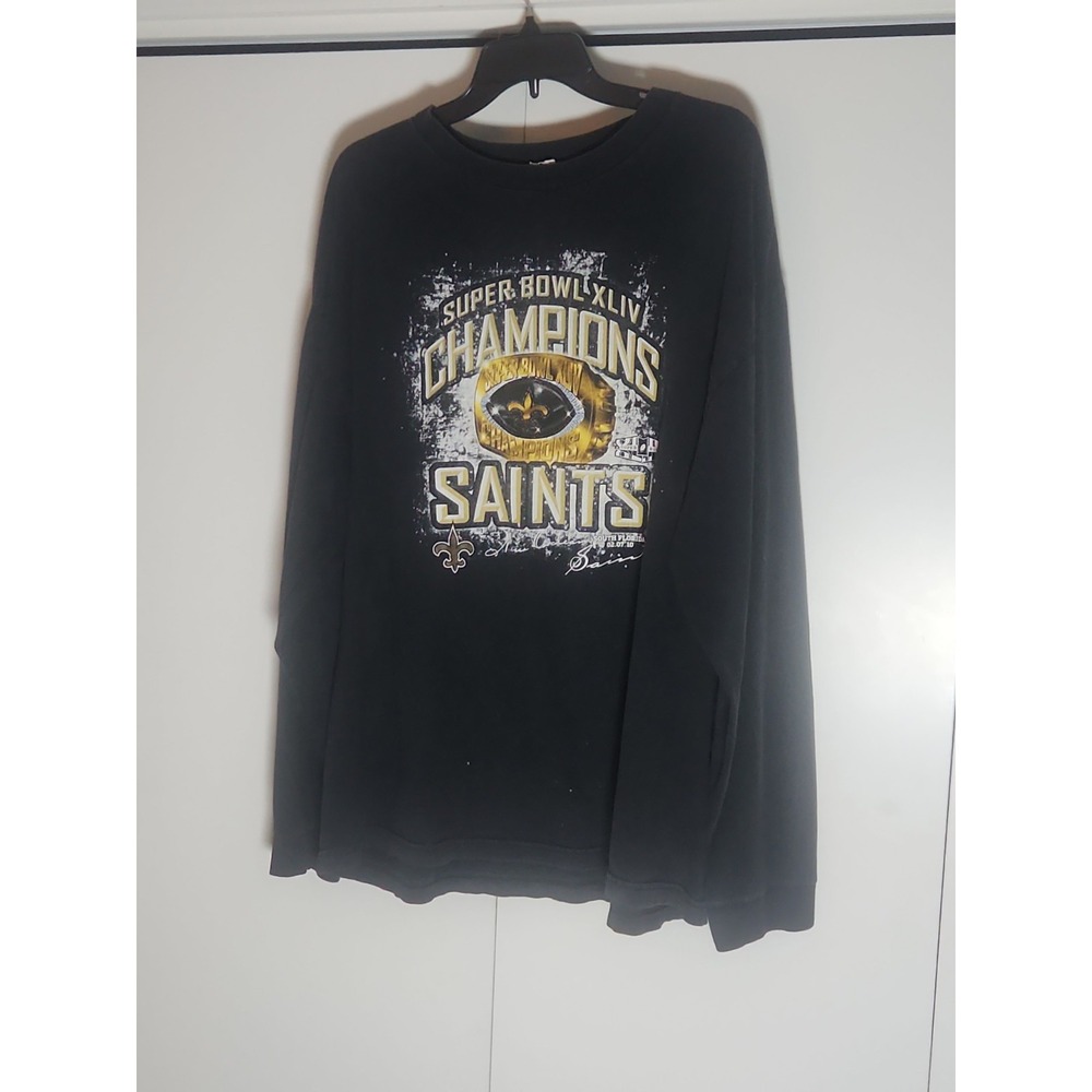 New Orleans Saints Super Bowl XLIV Long Sleeve Black T-Shirt Mens XXL